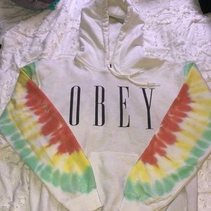 obey tie dye sleeve hoodie